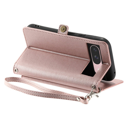 For Google Pixel 9 / 9 Pro Wallet Multi-card Slot Leather Phone Case with Lanyard(Rose Gold) by buy2fix