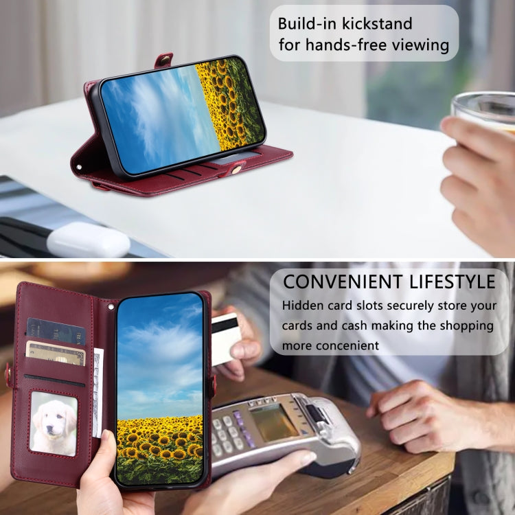 For Google Pixel 9 / 9 Pro Wallet Multi-card Slot Leather Phone Case with Lanyard(Wine Red) by buy2fix