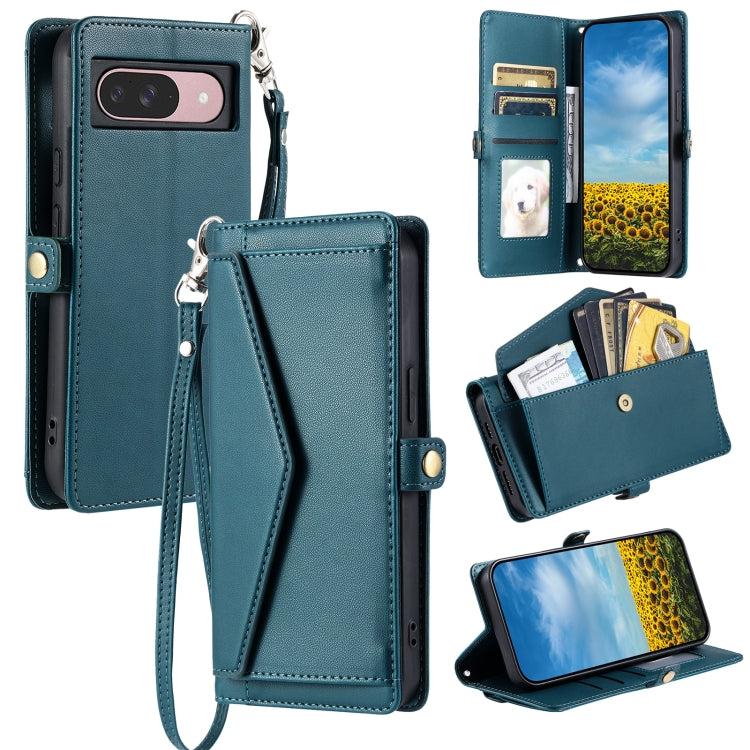 For Google Pixel 9 / 9 Pro Wallet Multi-card Slot Leather Phone Case with Lanyard(Green) by buy2fix