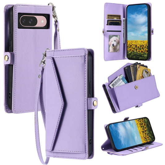 For Google Pixel 9 / 9 Pro Wallet Multi-card Slot Leather Phone Case with Lanyard(Purple) by buy2fix