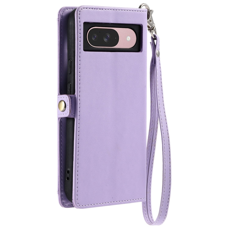 For Google Pixel 9 / 9 Pro Wallet Multi-card Slot Leather Phone Case with Lanyard(Purple) by buy2fix