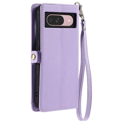 For Google Pixel 9 / 9 Pro Wallet Multi-card Slot Leather Phone Case with Lanyard(Purple) by buy2fix