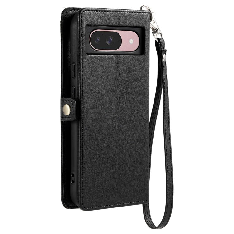 For Google Pixel 9 / 9 Pro Wallet Multi-card Slot Leather Phone Case with Lanyard(Black) by buy2fix