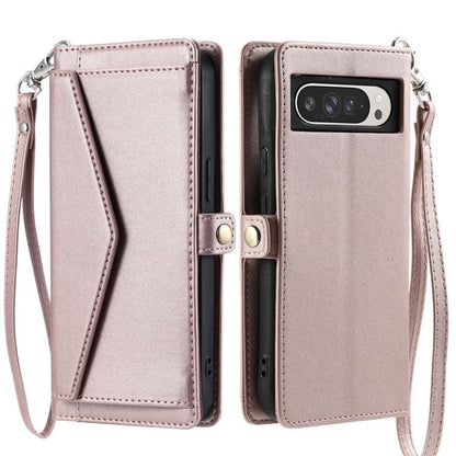 For Google Pixel 10 Pro XL Wallet Multi-card Slot Leather Phone Case with Lanyard(Rose Gold) - Google Cases by buy2fix | Online Shopping UK | buy2fix