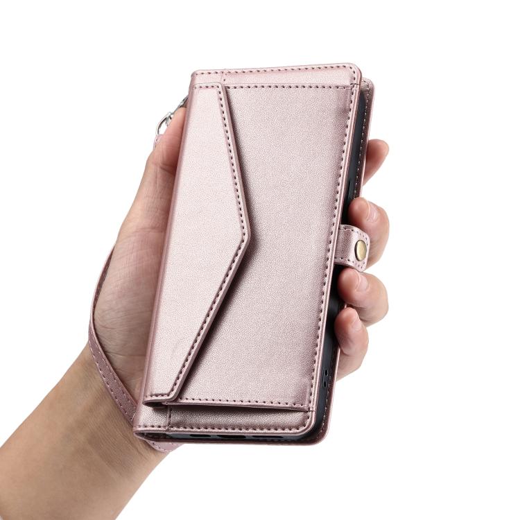 For Google Pixel 10 Pro XL Wallet Multi-card Slot Leather Phone Case with Lanyard(Rose Gold) - Google Cases by buy2fix | Online Shopping UK | buy2fix