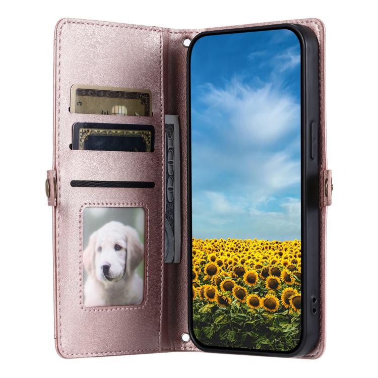 For Google Pixel 10 / 10 Pro Wallet Multi-card Slot Leather Phone Case with Lanyard(Rose Gold) - Google Cases by buy2fix | Online Shopping UK | buy2fix
