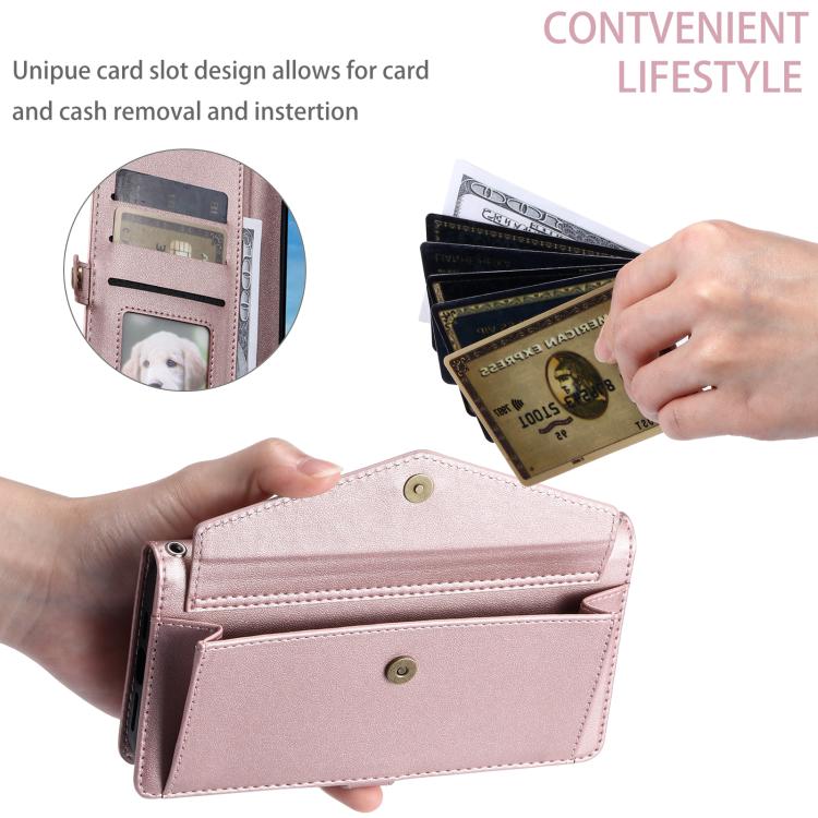 For Google Pixel 10 / 10 Pro Wallet Multi-card Slot Leather Phone Case with Lanyard(Rose Gold) - Google Cases by buy2fix | Online Shopping UK | buy2fix