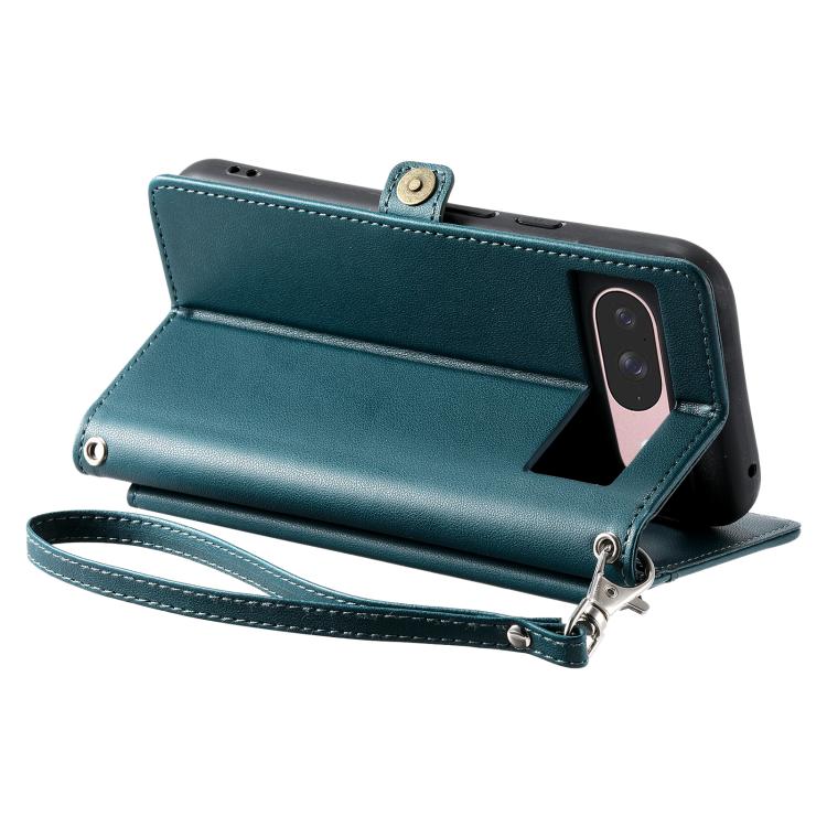 For Google Pixel 10 / 10 Pro Wallet Multi-card Slot Leather Phone Case with Lanyard(Green) - Google Cases by buy2fix | Online Shopping UK | buy2fix