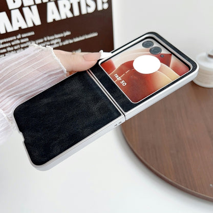 For Motorola Razr 50 Metallic Paint Skin Feel Leather Phone Case(Brown) by buy2fix