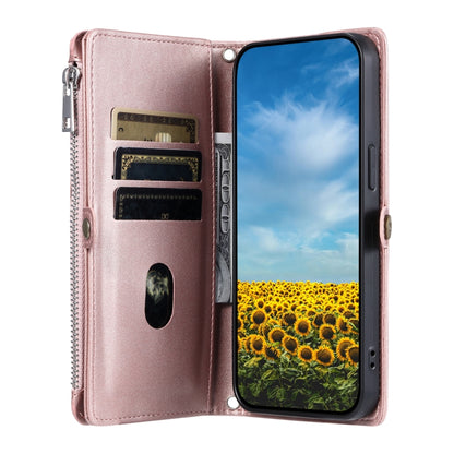 For Google Pixel 9 Pro XL Leather Stitching Multi-card Slot Zipper Phone Case(Rose Gold) by buy2fix