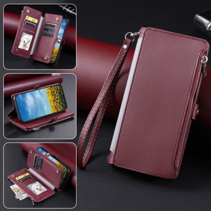 For Google Pixel 9 Pro XL Leather Stitching Multi-card Slot Zipper Phone Case(Wine Red) by buy2fix