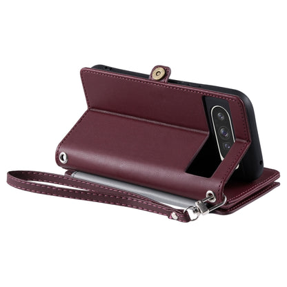 For Google Pixel 9 Pro XL Leather Stitching Multi-card Slot Zipper Phone Case(Wine Red) by buy2fix