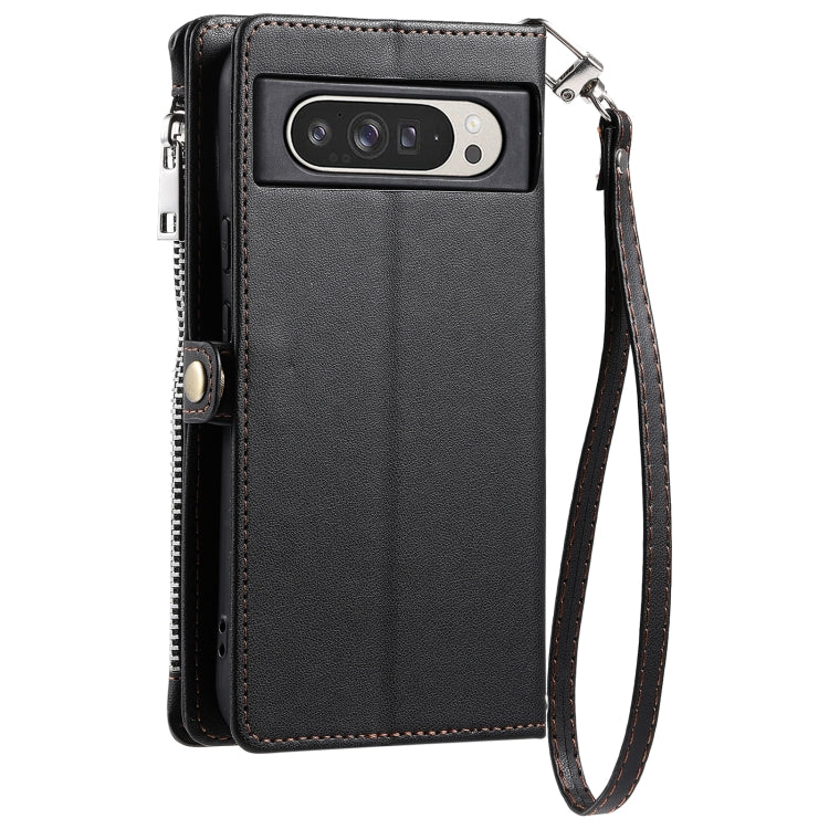 For Google Pixel 9 Pro XL Leather Stitching Multi-card Slot Zipper Phone Case(Black) by buy2fix