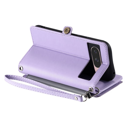 For Google Pixel 9 / 9 Pro Leather Stitching Multi-card Slot Zipper Phone Case(Purple) by buy2fix