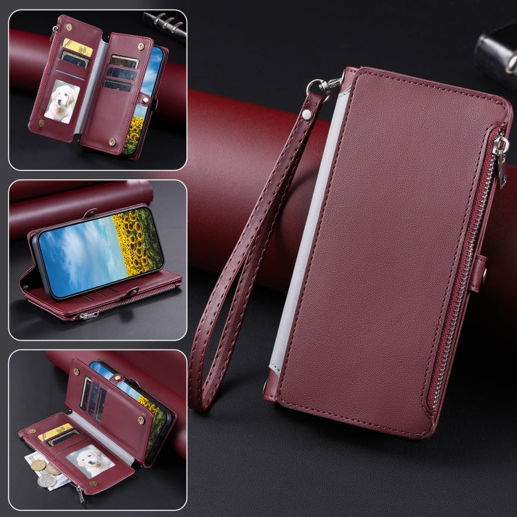 For Google Pixel 9 / 9 Pro Leather Stitching Multi-card Slot Zipper Phone Case(Wine Red) by buy2fix