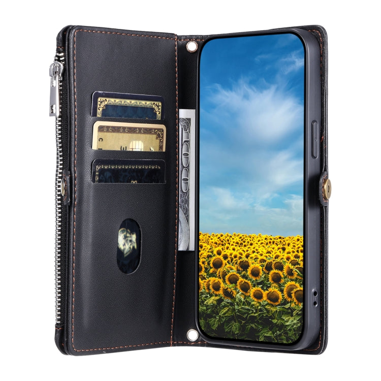For Google Pixel 9 / 9 Pro Leather Stitching Multi-card Slot Zipper Phone Case(Black) by buy2fix