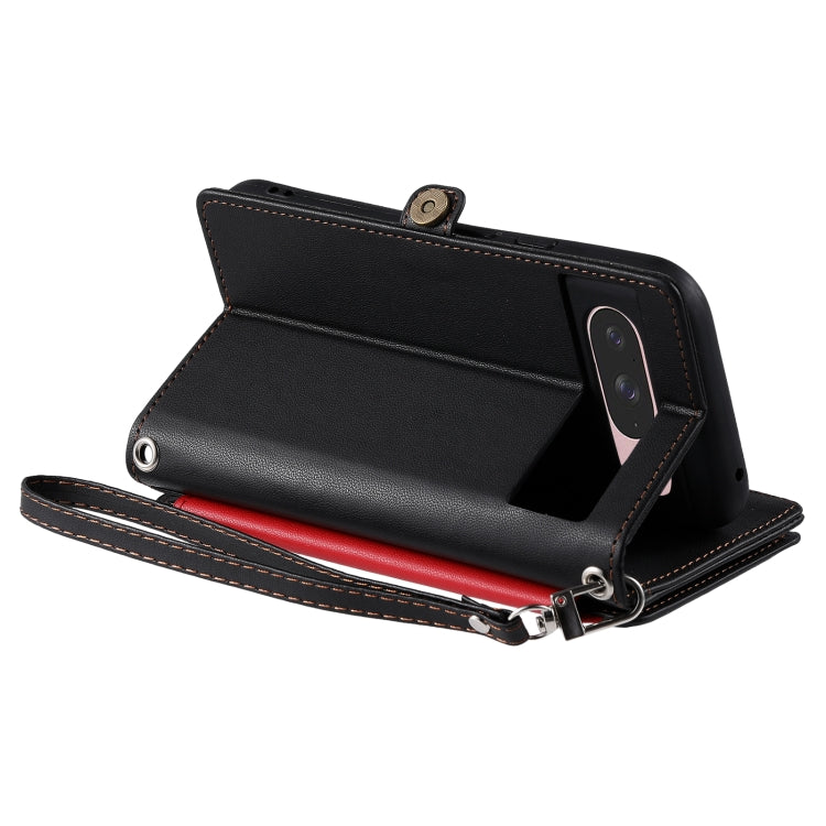 For Google Pixel 9 / 9 Pro Leather Stitching Multi-card Slot Zipper Phone Case(Black) by buy2fix