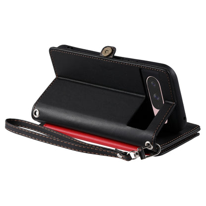 For Google Pixel 9 / 9 Pro Leather Stitching Multi-card Slot Zipper Phone Case(Black) by buy2fix