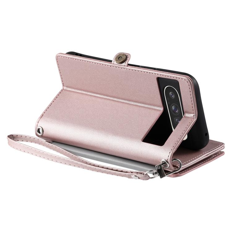 For Google Pixel 10 Pro XL Leather Stitching Multi-card Slot Zipper Phone Case(Rose Gold) - Google Cases by buy2fix | Online Shopping UK | buy2fix