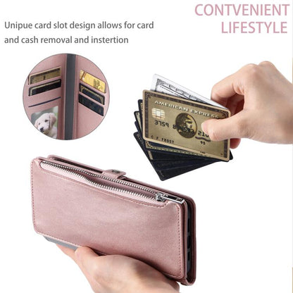 For Google Pixel 10 Pro XL Leather Stitching Multi-card Slot Zipper Phone Case(Rose Gold) - Google Cases by buy2fix | Online Shopping UK | buy2fix