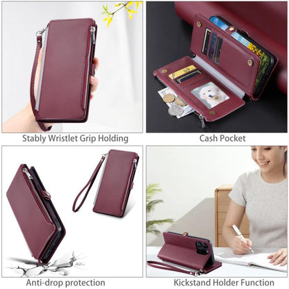 For Google Pixel 10 Pro XL Leather Stitching Multi-card Slot Zipper Phone Case(Wine Red) - Google Cases by buy2fix | Online Shopping UK | buy2fix