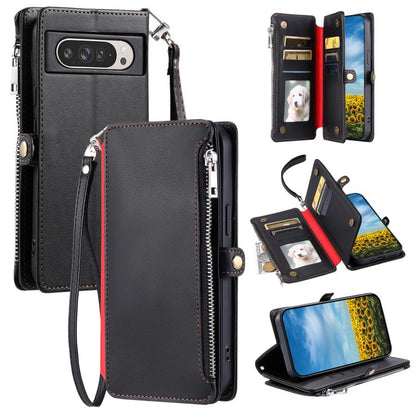 For Google Pixel 10 Pro XL Leather Stitching Multi-card Slot Zipper Phone Case(Black) - Google Cases by buy2fix | Online Shopping UK | buy2fix