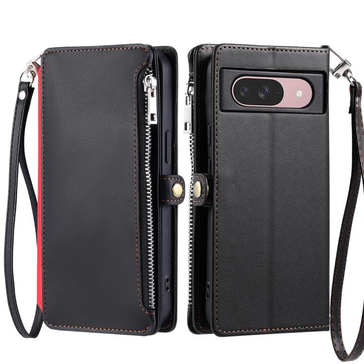 For Google Pixel 10 / 10 Pro Leather Stitching Multi-card Slot Zipper Phone Case(Black) - Google Cases by buy2fix | Online Shopping UK | buy2fix
