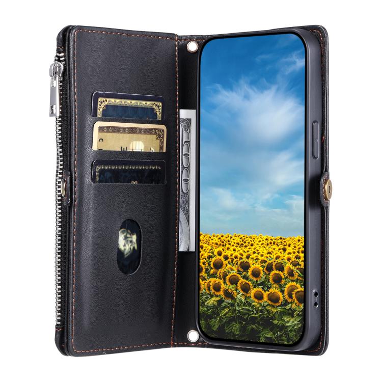 For Google Pixel 10 / 10 Pro Leather Stitching Multi-card Slot Zipper Phone Case(Black) - Google Cases by buy2fix | Online Shopping UK | buy2fix