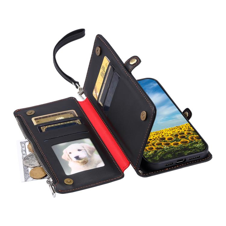 For Google Pixel 10 / 10 Pro Leather Stitching Multi-card Slot Zipper Phone Case(Black) - Google Cases by buy2fix | Online Shopping UK | buy2fix