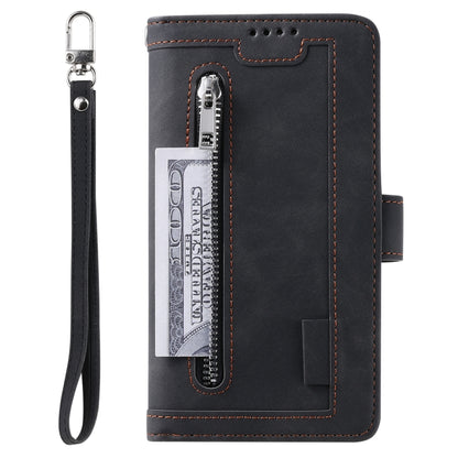 For Google Pixel 9 Pro XL Nine Card Zipper Bag Leather Phone Case with Lanyard(Black) by buy2fix