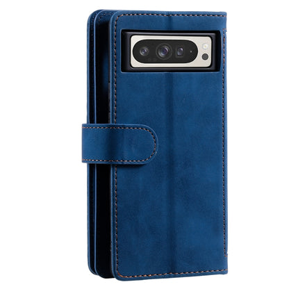 For Google Pixel 9 Pro XL Nine Card Zipper Bag Leather Phone Case with Lanyard(Blue) by buy2fix
