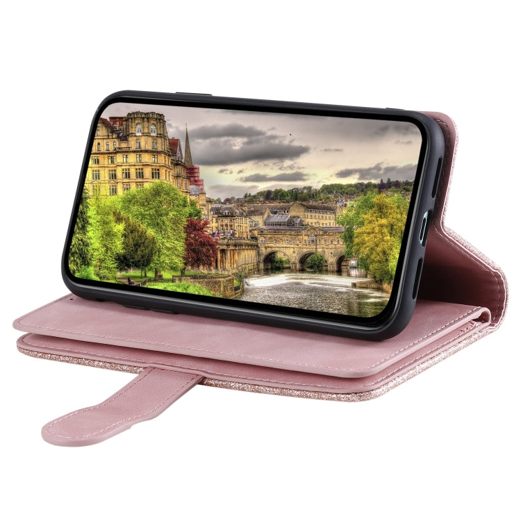 For Google Pixel 9 / 9 Pro Nine Card Zipper Bag Leather Phone Case with Lanyard(Rose Gold) by buy2fix