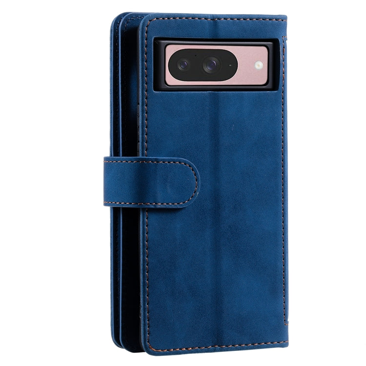 For Google Pixel 9 / 9 Pro Nine Card Zipper Bag Leather Phone Case with Lanyard(Blue) by buy2fix