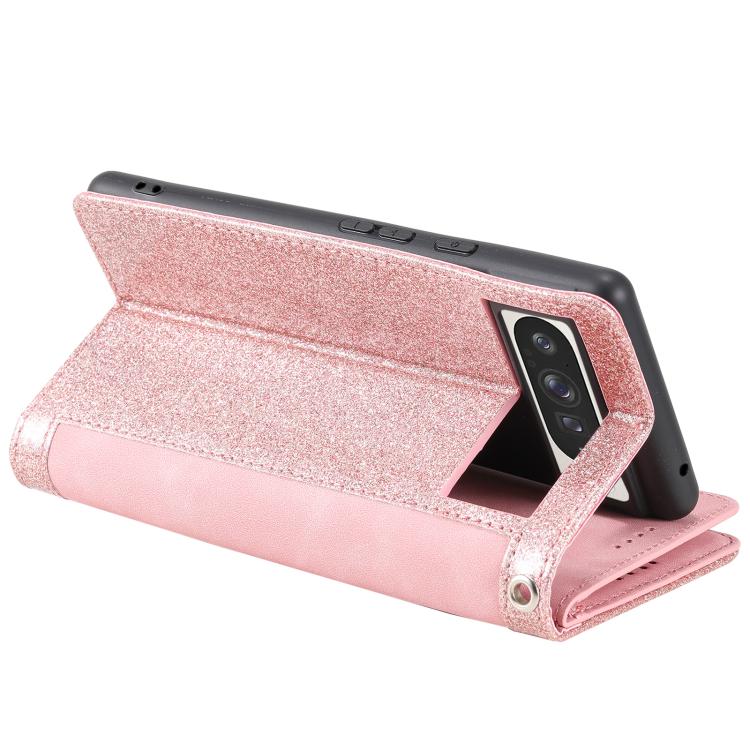 For Google Pixel 10 Pro XL Nine Card Zipper Bag Leather Phone Case with Lanyard(Rose Gold) - Google Cases by buy2fix | Online Shopping UK | buy2fix