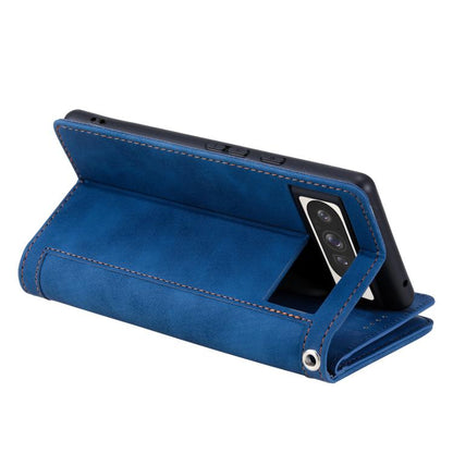 For Google Pixel 10 Pro XL Nine Card Zipper Bag Leather Phone Case with Lanyard(Blue) - Google Cases by buy2fix | Online Shopping UK | buy2fix