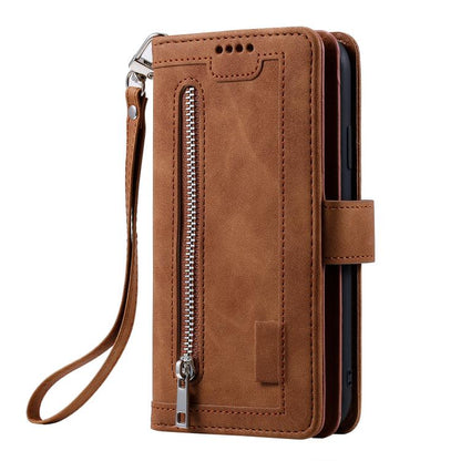 For Google Pixel 10 / 10 Pro Nine Card Zipper Bag Leather Phone Case with Lanyard(Brown) - Google Cases by buy2fix | Online Shopping UK | buy2fix