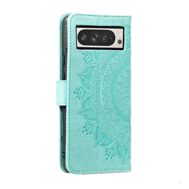 For Google Pixel 9 Pro XL Totem Flower Embossed Leather Phone Case with Lanyard(Green) by buy2fix