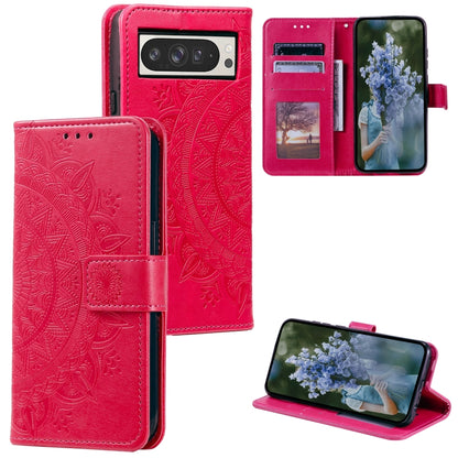 For Google Pixel 9 Pro XL Totem Flower Embossed Leather Phone Case with Lanyard(Red) by buy2fix