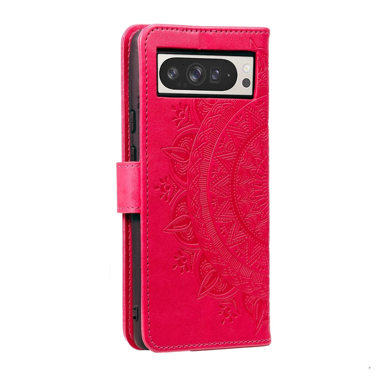 For Google Pixel 9 Pro XL Totem Flower Embossed Leather Phone Case with Lanyard(Red) by buy2fix