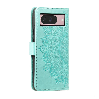For Google Pixel 9 / 9 Pro Totem Flower Embossed Leather Phone Case with Lanyard(Green) by buy2fix
