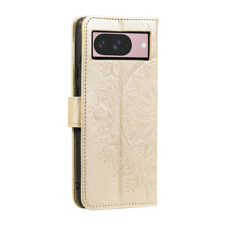 For Google Pixel 9 / 9 Pro Totem Flower Embossed Leather Phone Case with Lanyard(Gold) by buy2fix