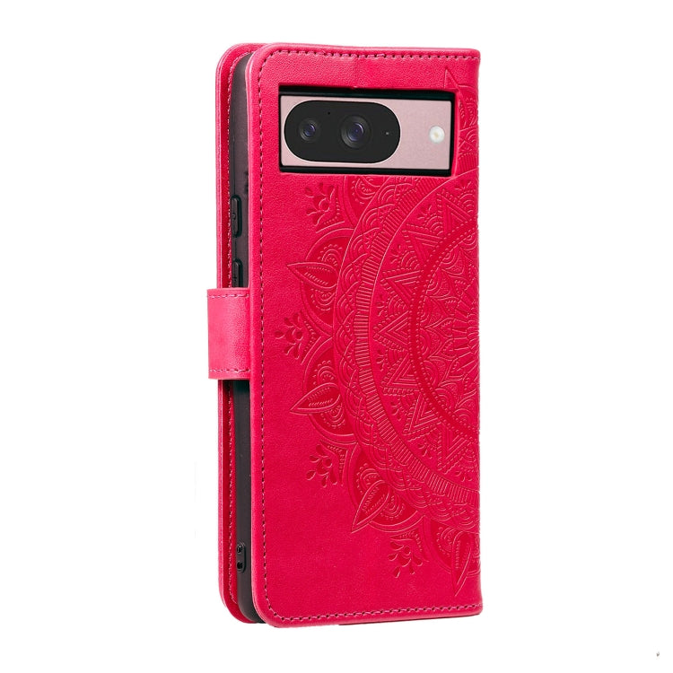 For Google Pixel 9 / 9 Pro Totem Flower Embossed Leather Phone Case with Lanyard(Red) by buy2fix