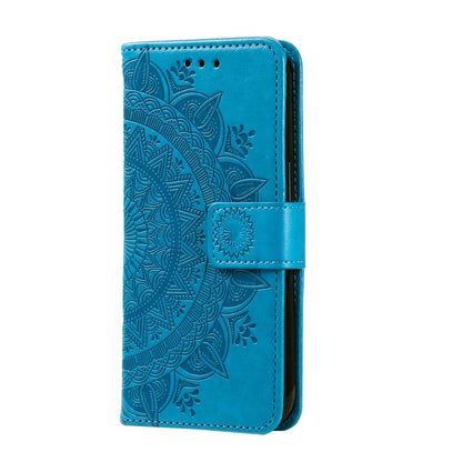 For Google Pixel 9 / 9 Pro Totem Flower Embossed Leather Phone Case with Lanyard(Blue) by buy2fix