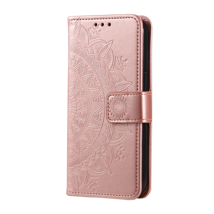 For Google Pixel 9 / 9 Pro Totem Flower Embossed Leather Phone Case with Lanyard(Rose Gold) by buy2fix