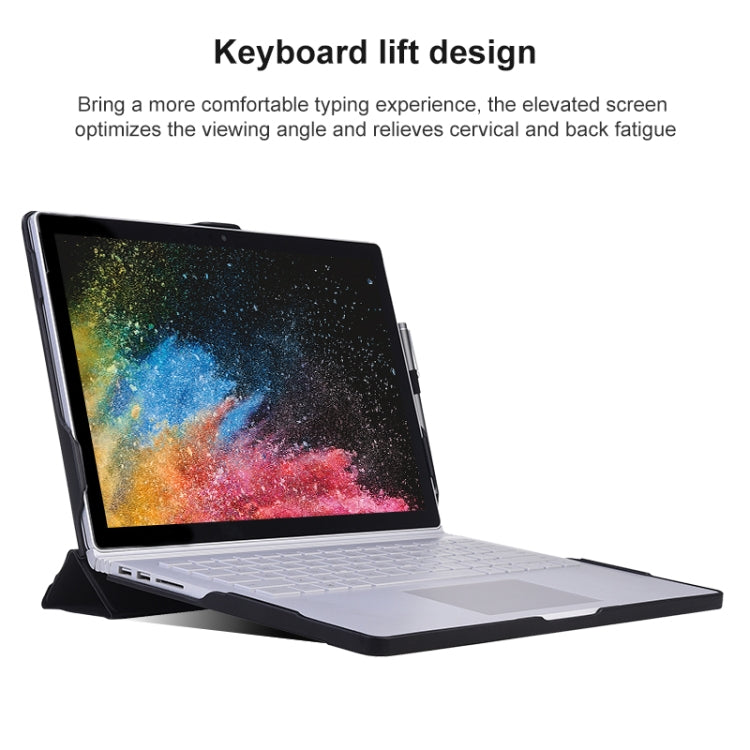 For Microsoft Surface Book 13.5 inch i7 Deformation All-inclusive Leather Laptop Case(Black) by buy2fix
