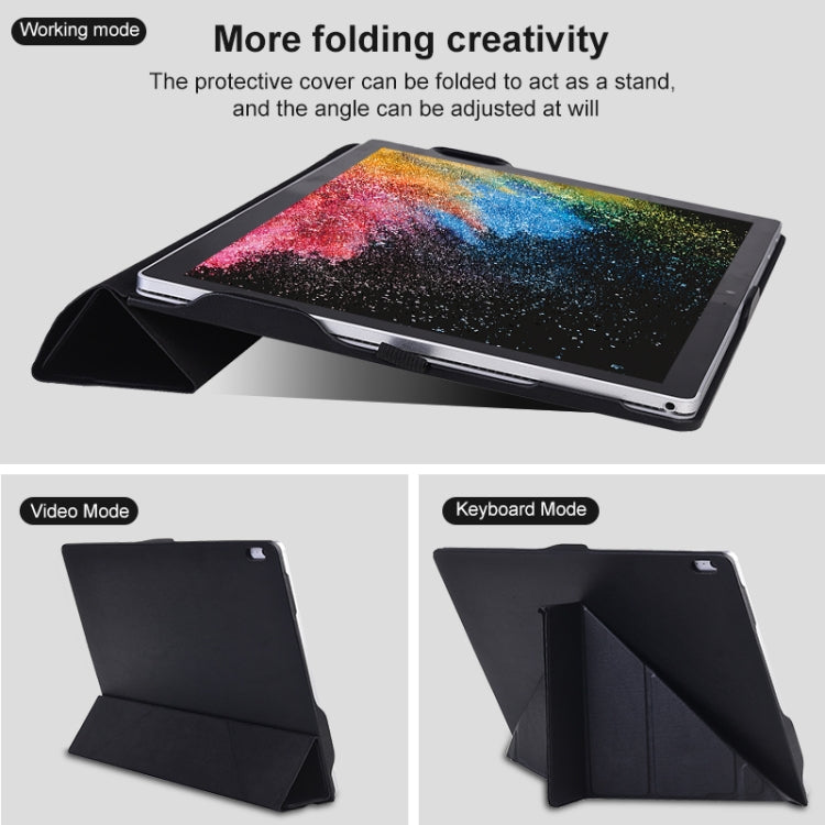 For Microsoft Surface Book 13.5 inch i7 Deformation All-inclusive Leather Laptop Case(Black) by buy2fix