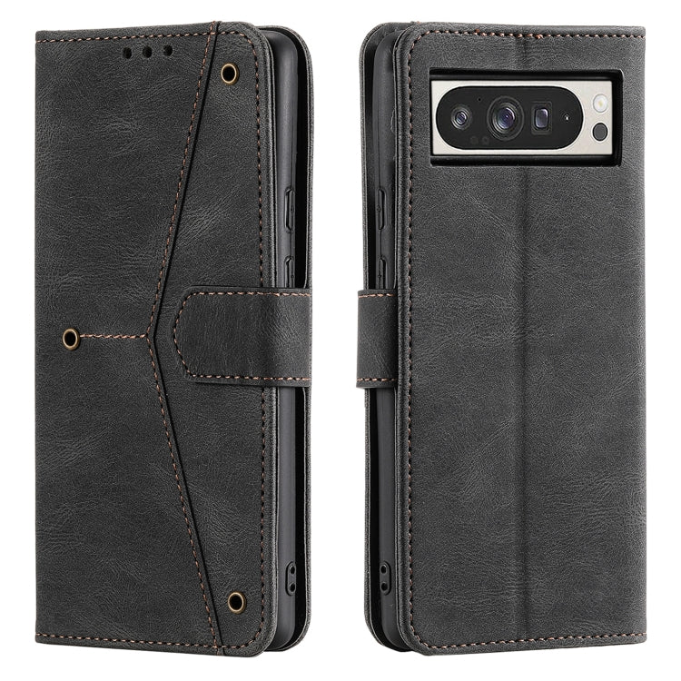 For Google Pixel 9 Pro XL Nail Skin Feel Stitching Calf Texture Leather Phone Case(Black) by buy2fix