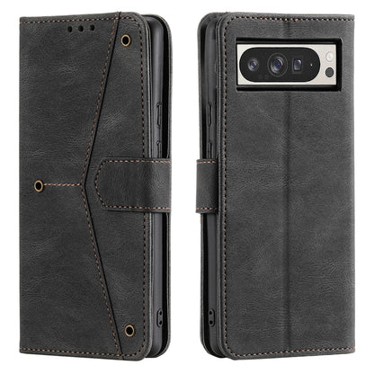 For Google Pixel 9 Pro XL Nail Skin Feel Stitching Calf Texture Leather Phone Case(Black) by buy2fix