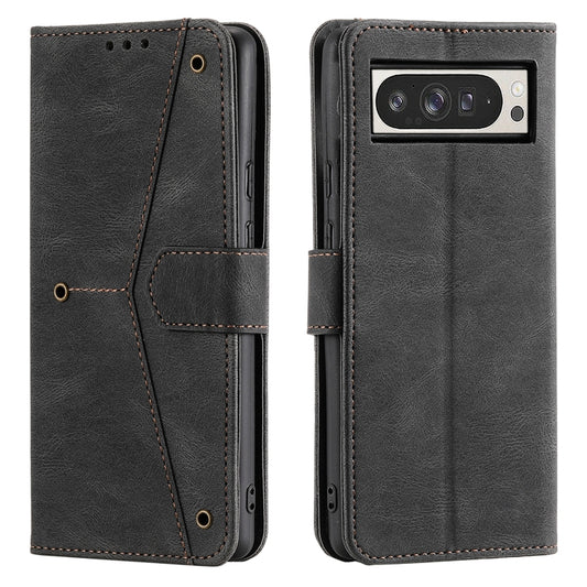 For Google Pixel 9 Pro XL Nail Skin Feel Stitching Calf Texture Leather Phone Case(Black) by buy2fix