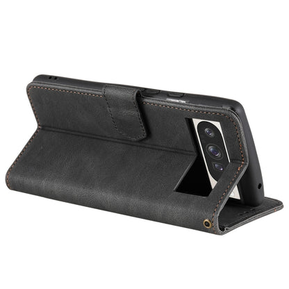 For Google Pixel 9 Pro XL Nail Skin Feel Stitching Calf Texture Leather Phone Case(Black) by buy2fix